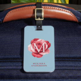 Anpassad Initial Ros iPhone-fodral | Modern Blomma Bagagebricka