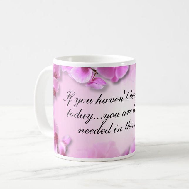 Anpassad Inspirerande Rosa Orkidé Kaffemugg (Framsida vänster)