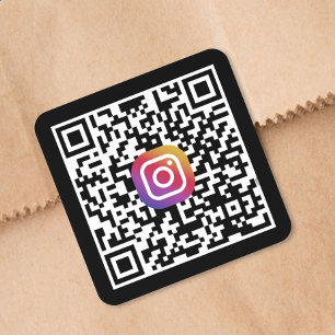 Anpassad Instagram QR-kod Svart Fyrkantigt Klistermärke