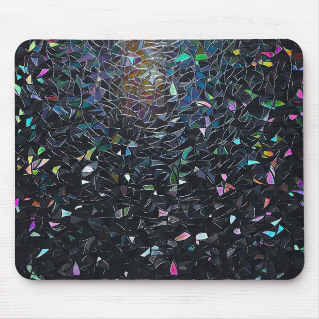 Anpassad Iridescent Abstrakt Glasmosaikmönster Musmatta (Framsidan)