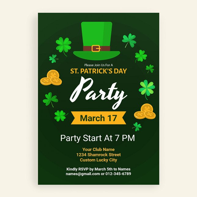 Anpassad irländsk St. Patrick's Day-fest Inbjudningar (Skapare uppladdad)