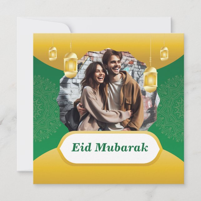 Anpassad islamsk Eid Mubarak-foto Högtidskort Julkort (Framsida)