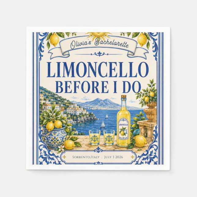 anpassad italiensk citron  möhippa Bröllopsparty Pappersservett (Framsidan)