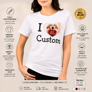 Anpassad Jag älskar husdjur T-shirt Lägg till hund