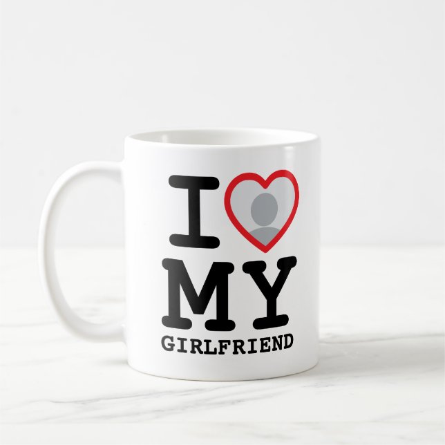 Anpassad Jag älskar min flickvän foto text Kaffemugg (Vänster)
