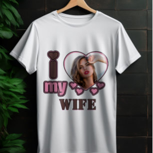 Anpassad Jag älskar min fru Foto Personlig hjärta T Shirt
