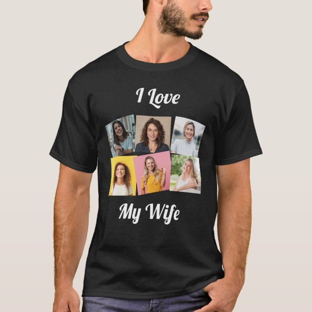 Anpassad "Jag älskar min fru" fotokollage T Shirt (Framsida)