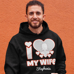 Anpassad Jag älskar min fru – Lägg till namn & fot Hoodie