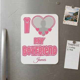 Anpassad Jag älskar min pojkvän – Lägg till foto o Magnet