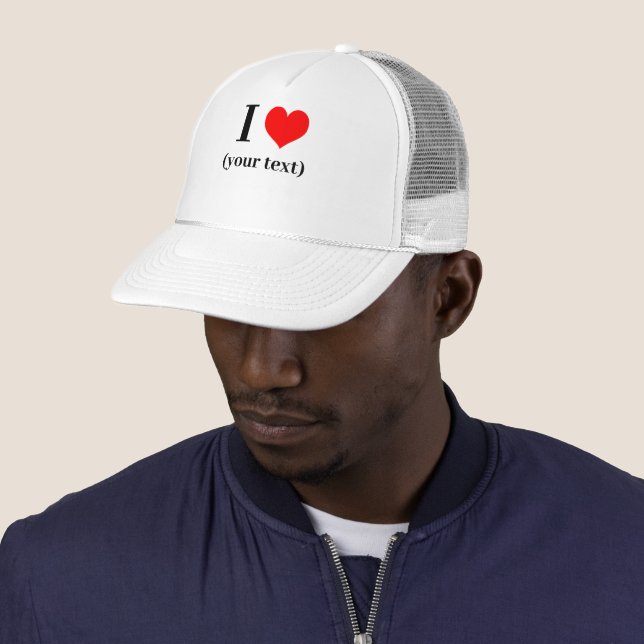 ANPASSAD! Jag älskar Trucker Hatt - Vit och Vit Keps (In Situ)