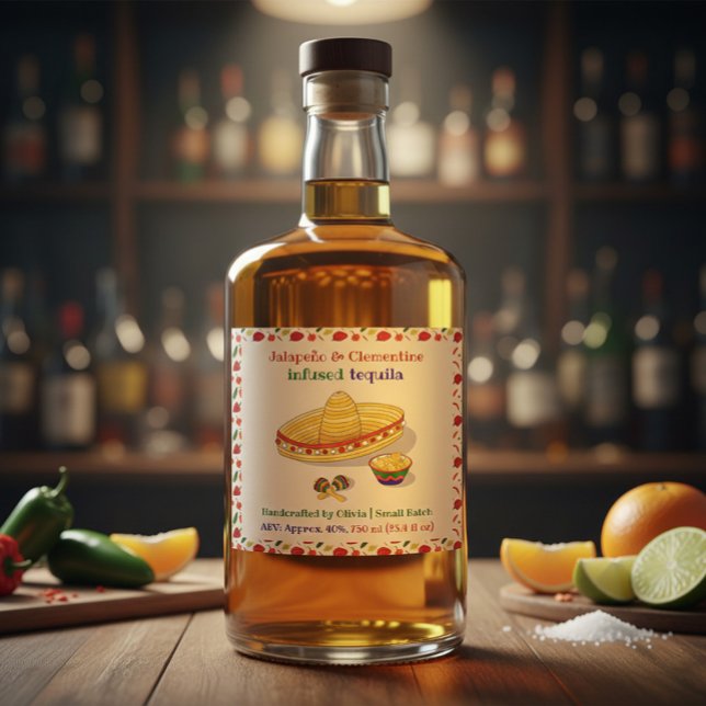 Anpassad Jalapeño & Clementine Infunderad Tequilal Spritflaskor Etikett (Skapare uppladdad)