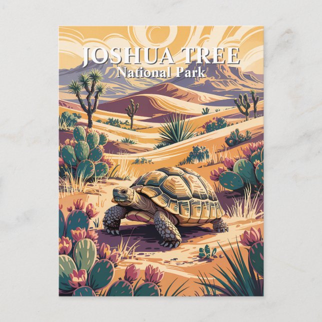 Anpassad Joshua Tree Sköldpadda Retro Ökenlandskap Vykort (Framsida)