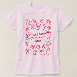 Anpassad jul år familj handritade klotter t shirt