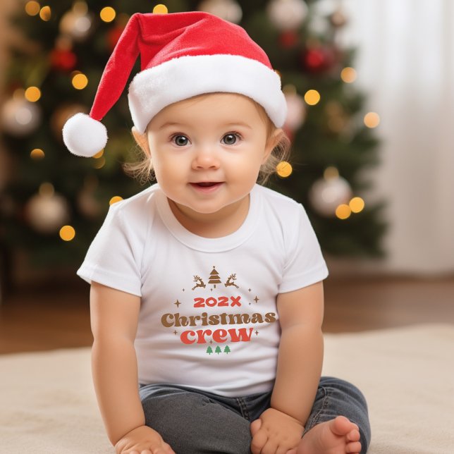 Anpassad jul-besättning t shirt (Custom Year Holiday Outfit Christmas Crew Baby T-Shirt)