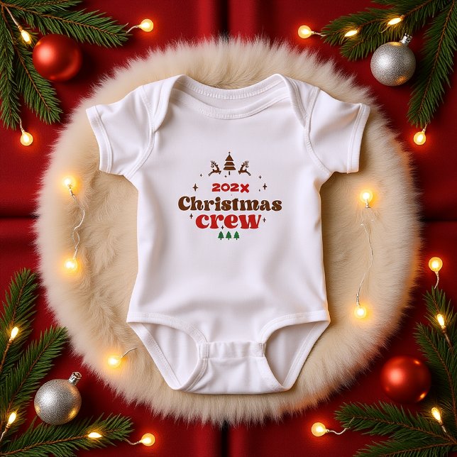 Anpassad jul-besättning t shirt (Custom Year Holiday Christmas Crew Baby Bodysuit)