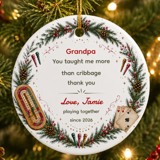 Anpassad jul för farfar med cribbage-appreciation julgransprydnad keramik
