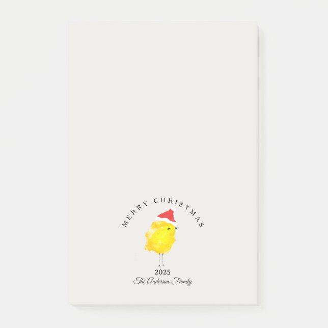 Anpassad jul gul kyckling chick santa post-it block (Framsida)