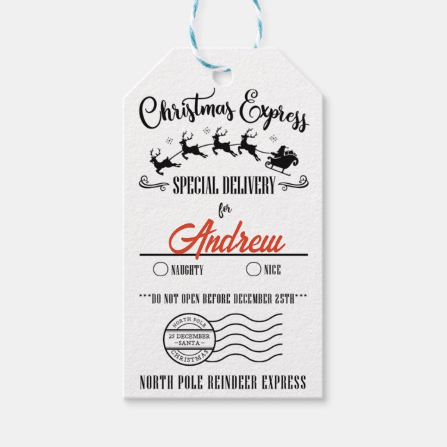 Anpassad jul, Ren-djursexpressen Snäll eller elak Presentetikett (Framsidan)