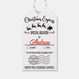 Anpassad jul, Renhjort Express Busig eller Snäll Presentetikett