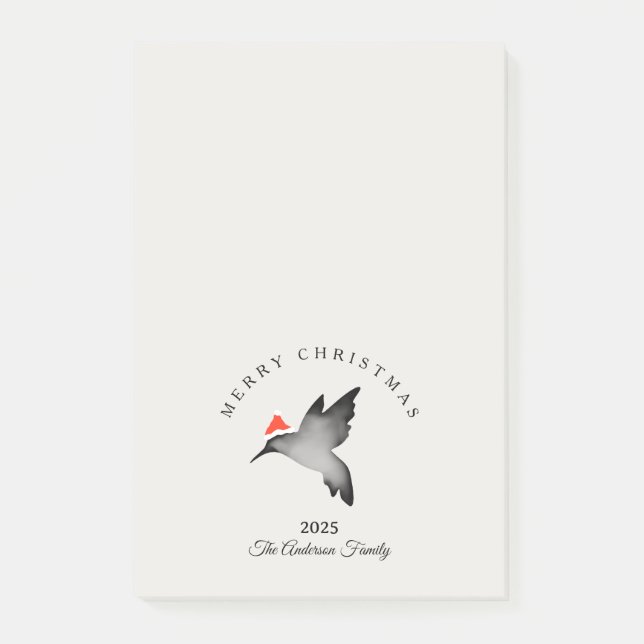 Anpassad jul röda grå tomte kolibri post-it block (Framsida)