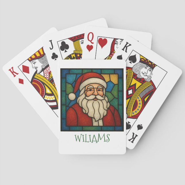 Anpassad jul Santa Art Deco Glasmosaik Casinokort (Baksidan)