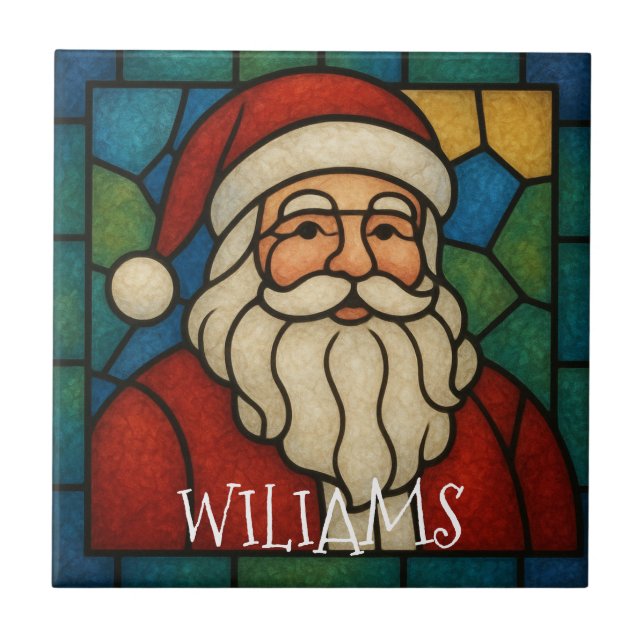Anpassad jul Santa Art Deco Glasmosaik Kakelplatta (Framsidan)