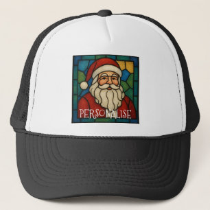 Anpassad jul Santa Art Deco Glasmosaik Keps