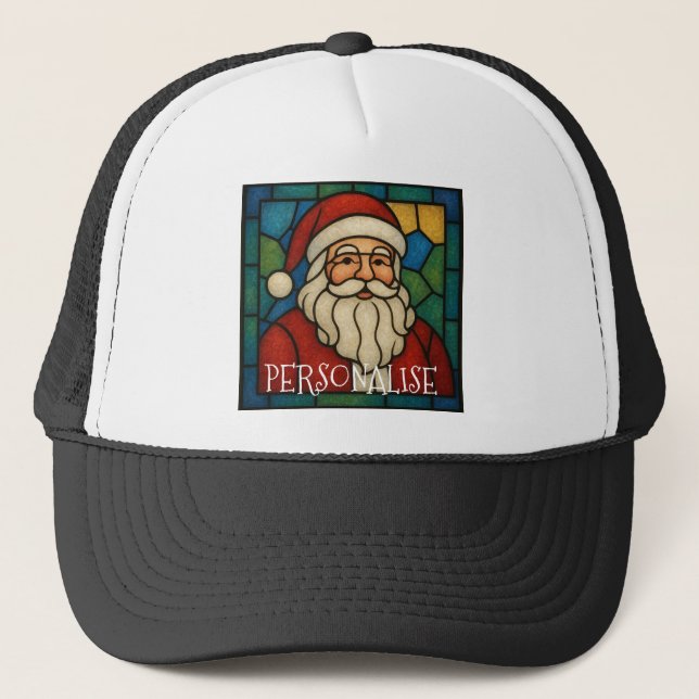 Anpassad jul Santa Art Deco Glasmosaik Keps (Framsida)