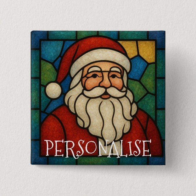 Anpassad jul Santa Art Deco Glasmosaik Knapp (Framsida)