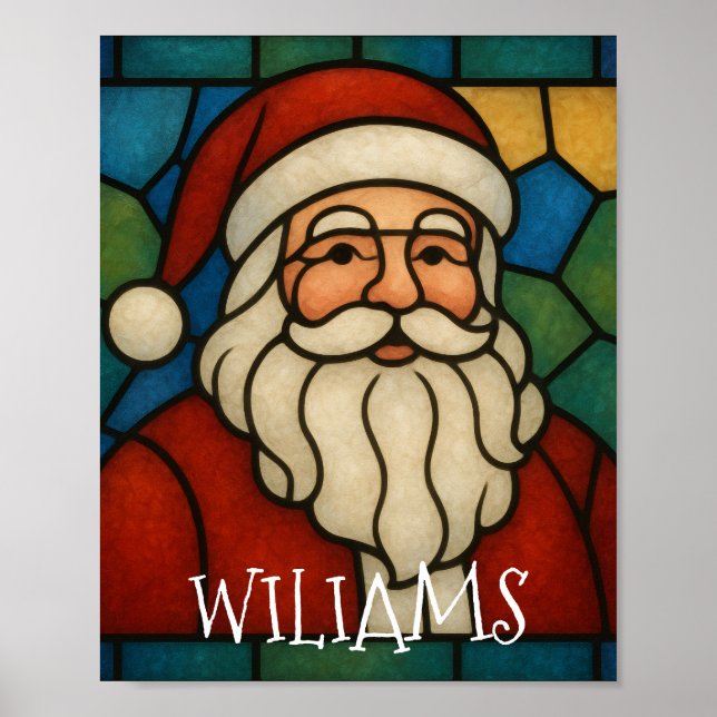 Anpassad jul Santa Art Deco Glasmosaik Poster (Framsidan)