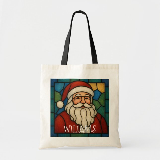 Anpassad jul Santa Art Deco Glasmosaik Tygkasse (Framsidan)