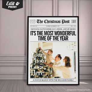 Anpassad jul tidning dekoration, familj jul poster