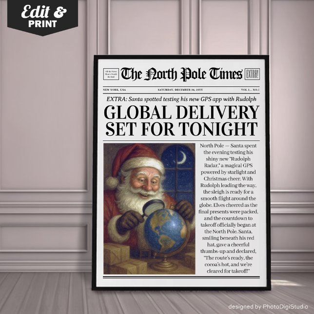 Anpassad jul tidning dekoration, rolig jul poster (Custom Christmas Newspaper Decor, Funny Christmas Poster)
