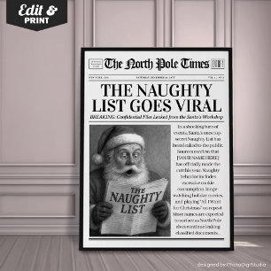 Anpassad jul tidning dekoration, rolig jul poster