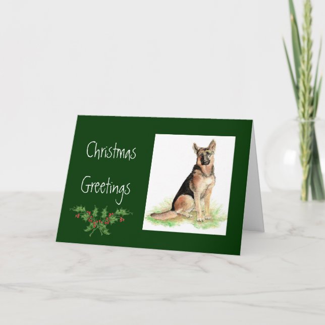 Anpassad jul tysk schäferhund, hund, husdjur djur helgkort (Framsida)