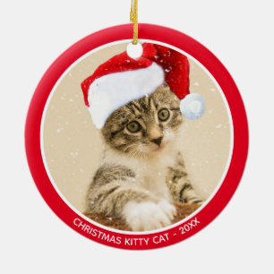Anpassad julbaby kitty katt foto julgransprydnad keramik