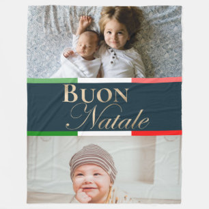 Anpassad julbild Buon Natale italiensk jul Fleecefilt