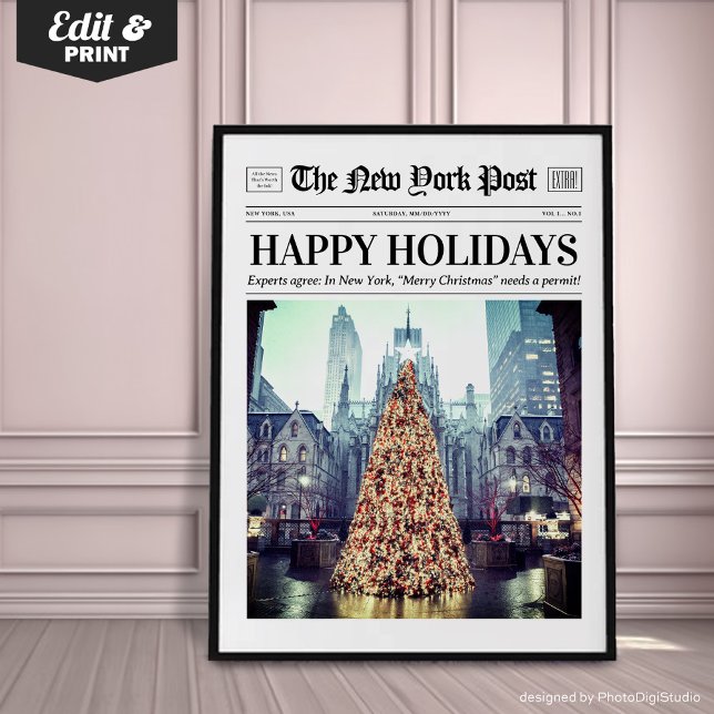 Anpassad juldagstidning, trendig julkonst poster (Custom Christmas Newspaper, Trendy Christmas Art Poster)