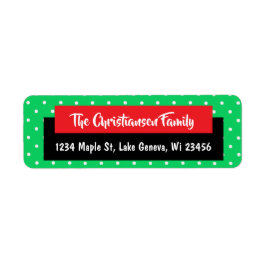 Anpassad Julens Grönt Red Dots Helgdag Returadress Etikett