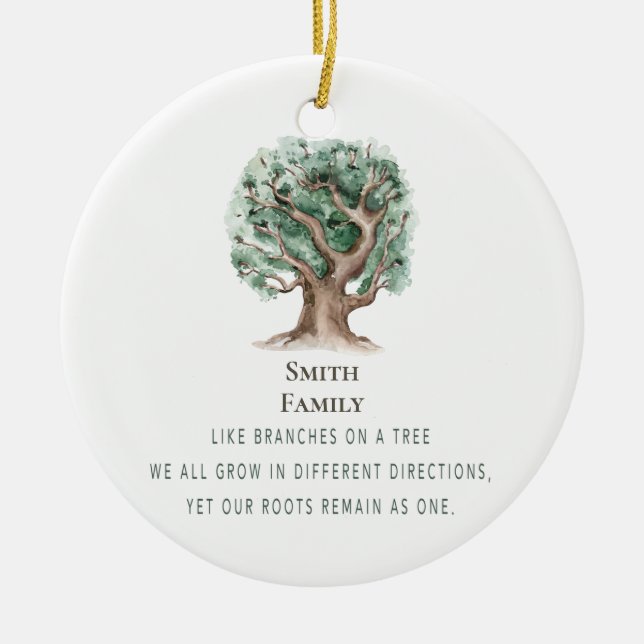 Anpassad julfamiljsträdmonogram julgransprydnad keramik (Framsidan)