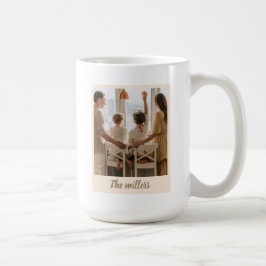 Anpassad julfotografimugg med beige båge kaffemugg