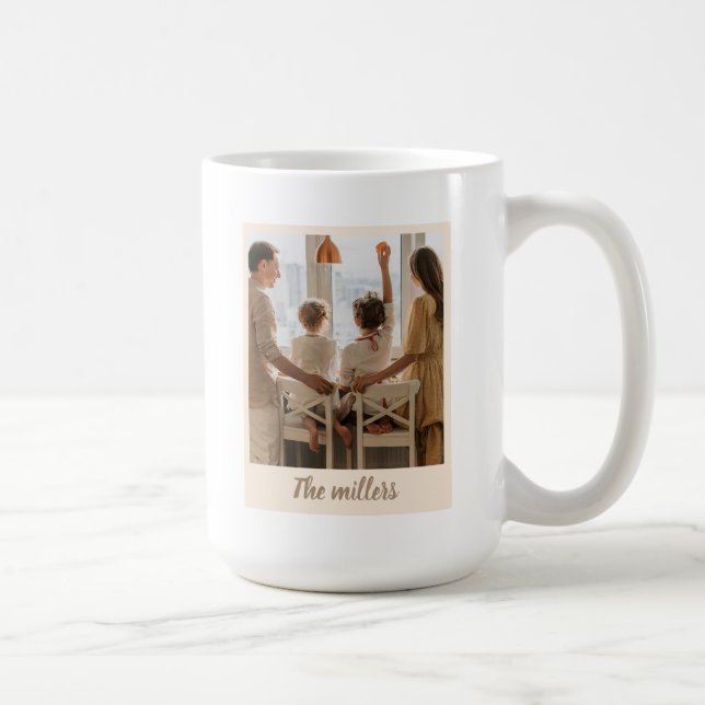 Anpassad julfotografimugg med beige båge kaffemugg (Höger)