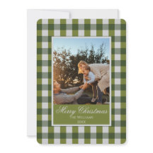 Anpassad julfotokort på grön gingham