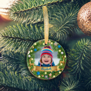 Anpassad julfotoornament för barn som minnessak julgransprydnad keramik