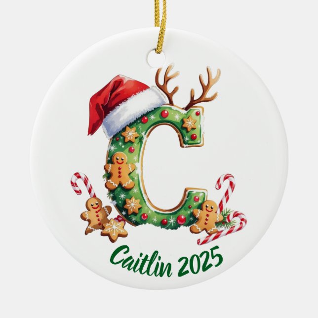 Anpassad julgransdekoration med initialen "C" (Framsidan)