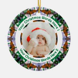 Anpassad julgrön brun familjefoto present julgransprydnad keramik