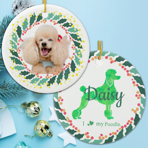 Anpassad julgrön Pastellgrön Pudel Ornament