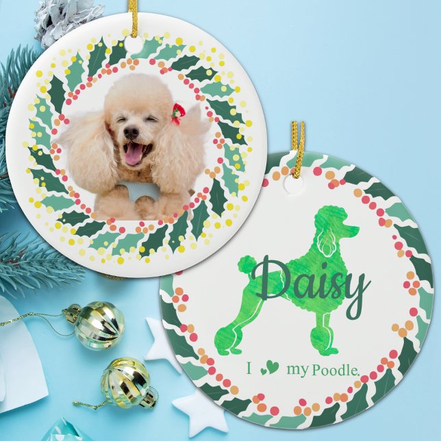 Anpassad julgrön Pastellgrön Pudel Ornament (Skapare uppladdad)
