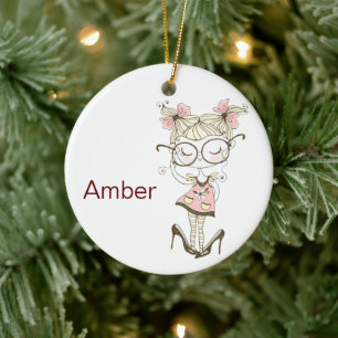 Anpassad julkeramikklista för små flickor julgransprydnad keramik