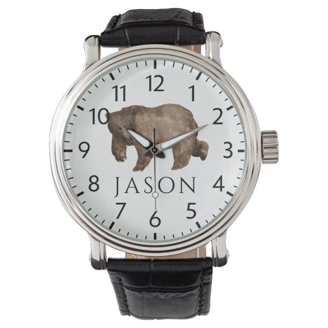 Anpassad julklocka för jägare | Björndesign Armbandsur (Framsida)